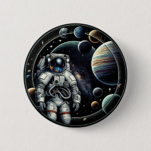 Vintage Astronaut and Planets 6 Cm Round Badge