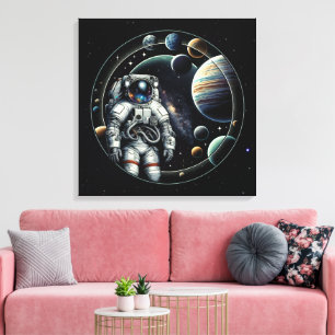 Vintage Astronaut and Planets Canvas Print