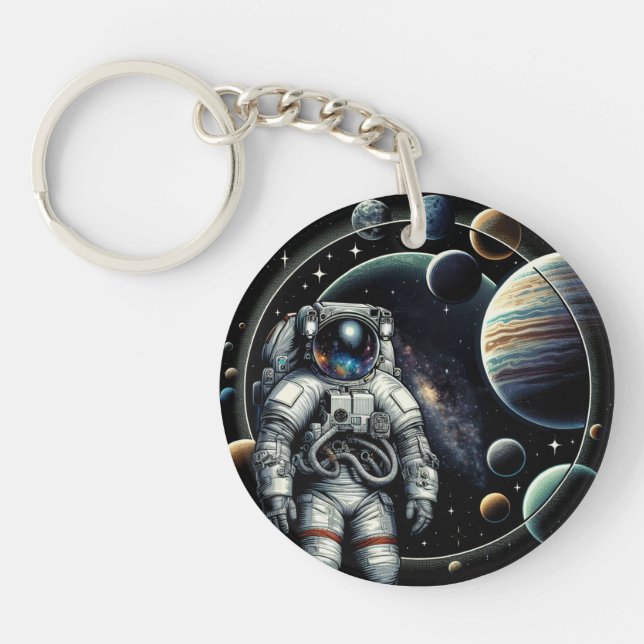 Vintage Astronaut and Planets Key Ring (Front)