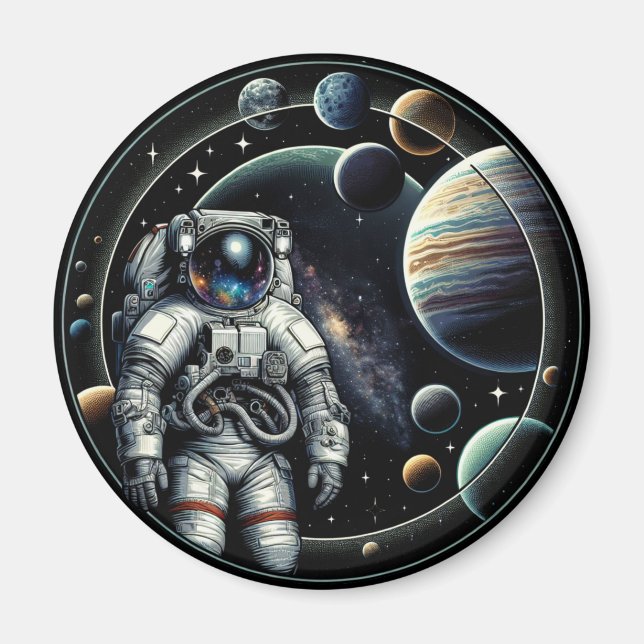 Vintage Astronaut and Planets Magnet (Front)