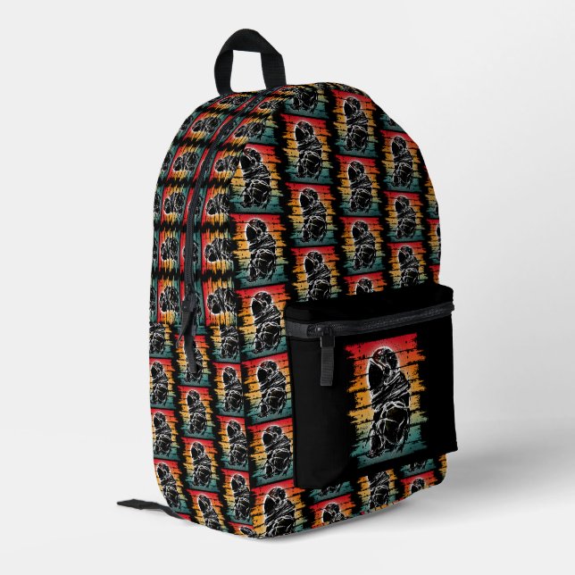 Vintage Astronaut Black And White Printed Backpack (Back Corner Left)