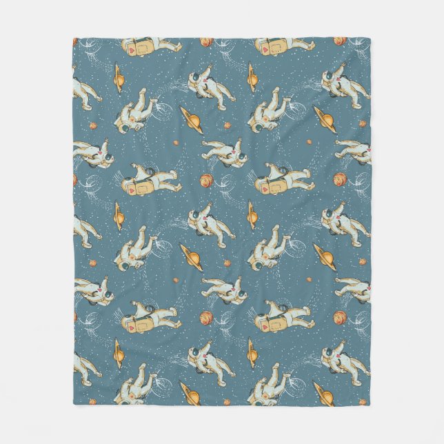 Vintage Astronauts Fleece Blanket (Front)