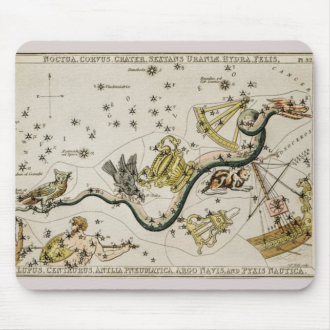 Vintage Astronomical Map Mouse Mat (Front)