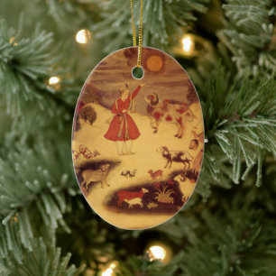 Vintage Astronomy, Antique Asian Celestial Art Ceramic Tree Decoration