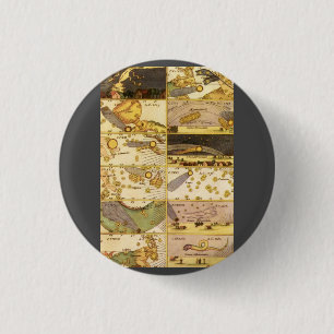Vintage Astronomy, Antique Constellations Stars 3 Cm Round Badge