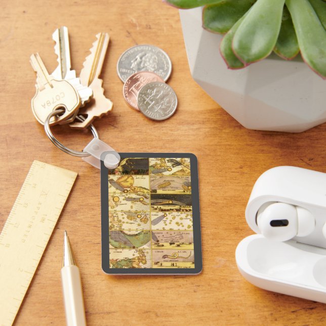 Vintage Astronomy, Antique Constellations Stars Key Ring (Desk)