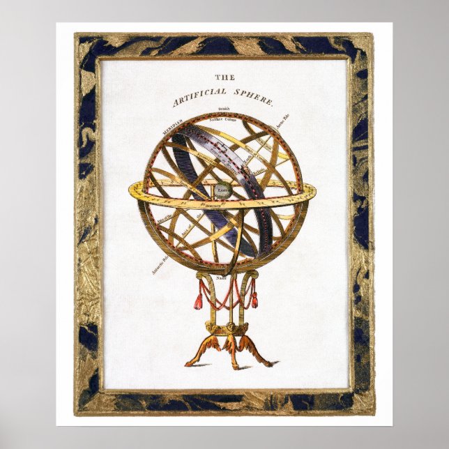 Vintage Astronomy, Artificial or Armillary Sphere Poster (Front)