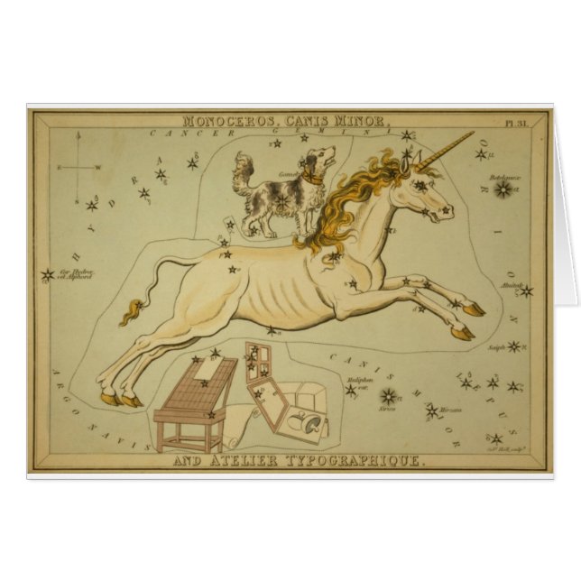 Vintage astronomy astrology Monoceros unicorn (Front Horizontal)