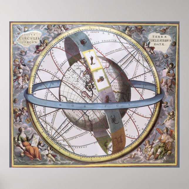 Vintage Astronomy, Celestial by Andreas Cellarius Poster (Front)
