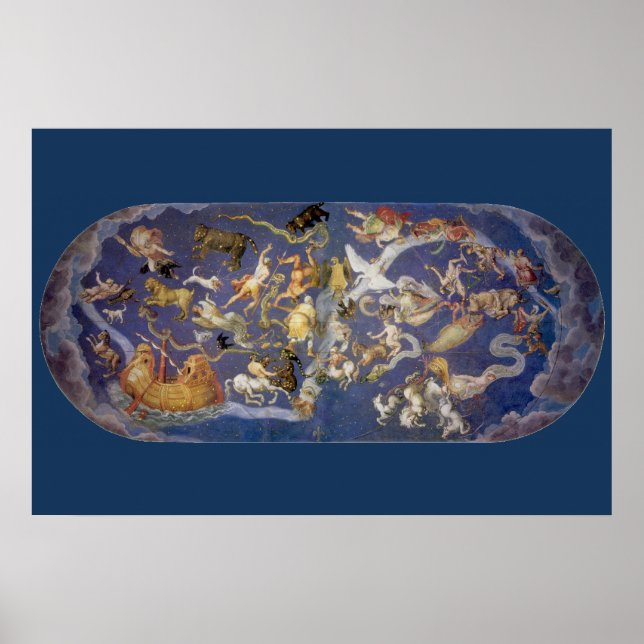 Vintage Astronomy Celestial Constellations Fresco Poster (Front)