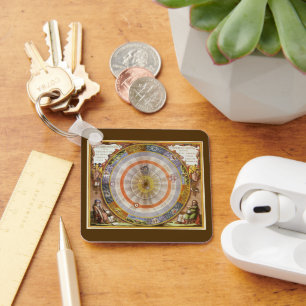 Vintage Astronomy Celestial Copernican Planisphere Key Ring