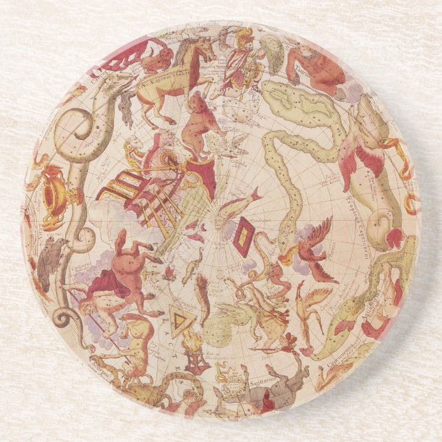 Vintage Astronomy, Celestial Map by Carel Allard Coaster (Front)