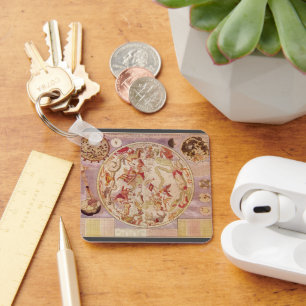Vintage Astronomy, Celestial Map by Carel Allard Key Ring
