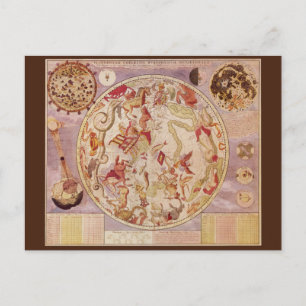 Vintage Astronomy, Celestial Map by Carel Allard Postcard