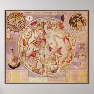 Vintage Astronomy, Celestial Map by Carel Allard Poster