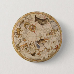 Vintage Astronomy, Celestial Planisphere Star Map 6 Cm Round Badge