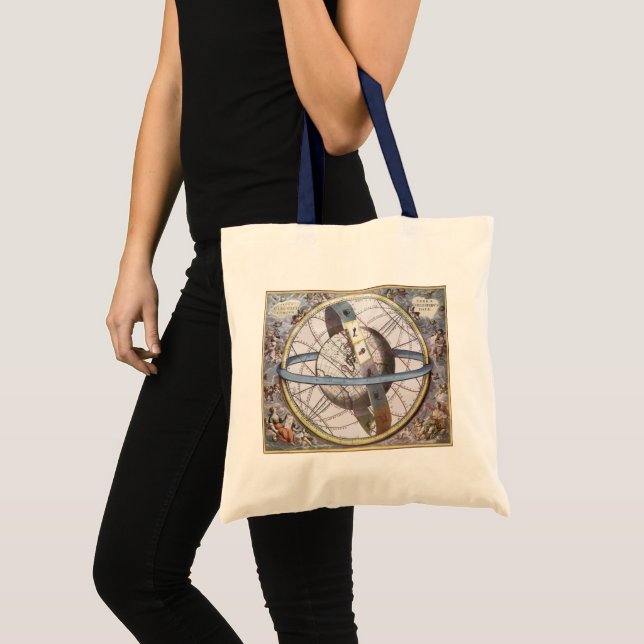 Vintage Astronomy, Celestial Planisphere Zodiac Tote Bag (Front (Product))