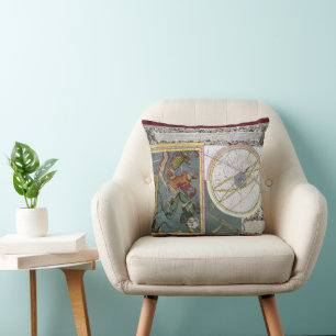 Vintage Astronomy, Comet Path by Matthaeus Seutter Cushion