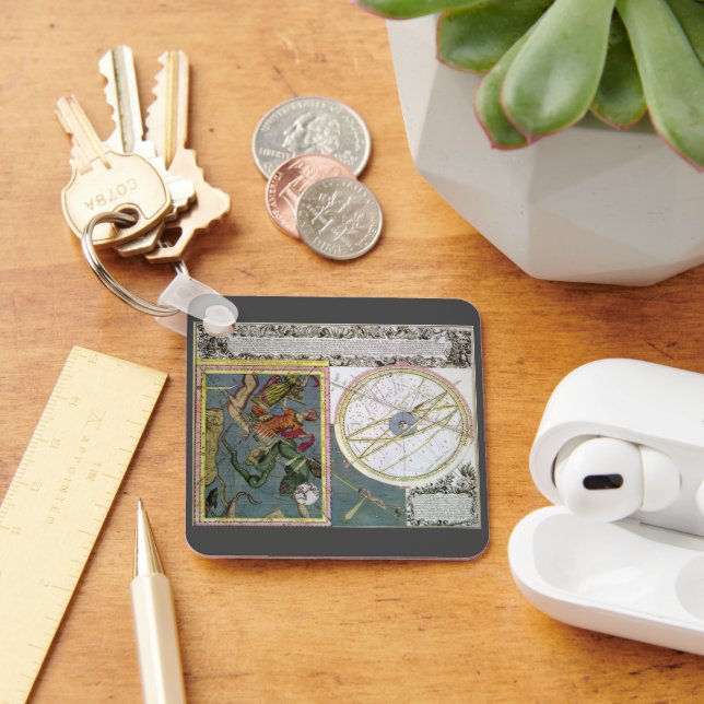 Vintage Astronomy, Comet Path by Matthaeus Seutter Key Ring (Desk)