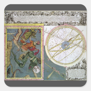 Vintage Astronomy, Comet Path by Matthaeus Seutter Square Sticker