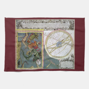 Vintage Astronomy, Comet Path by Matthaeus Seutter Tea Towel