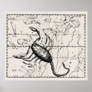 Vintage Astronomy Constellations Celestial Map Poster