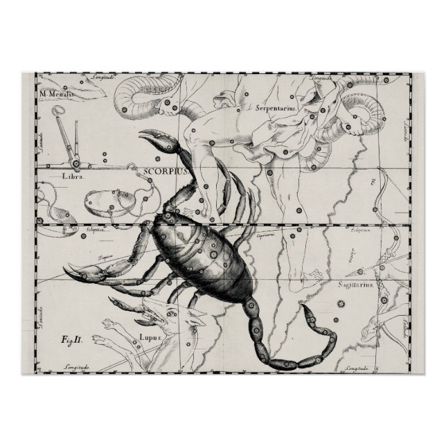 Vintage Astronomy Constellations Celestial Map  Poster (Front)