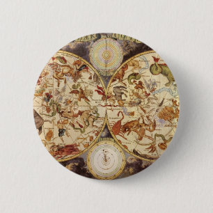 Vintage Astronomy Constellations, Frederik de Wit 6 Cm Round Badge