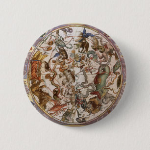 Vintage Astronomy, Constellations of Southern Sky 6 Cm Round Badge