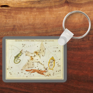 Vintage Astronomy, Constellations Stars Chart Map Key Ring