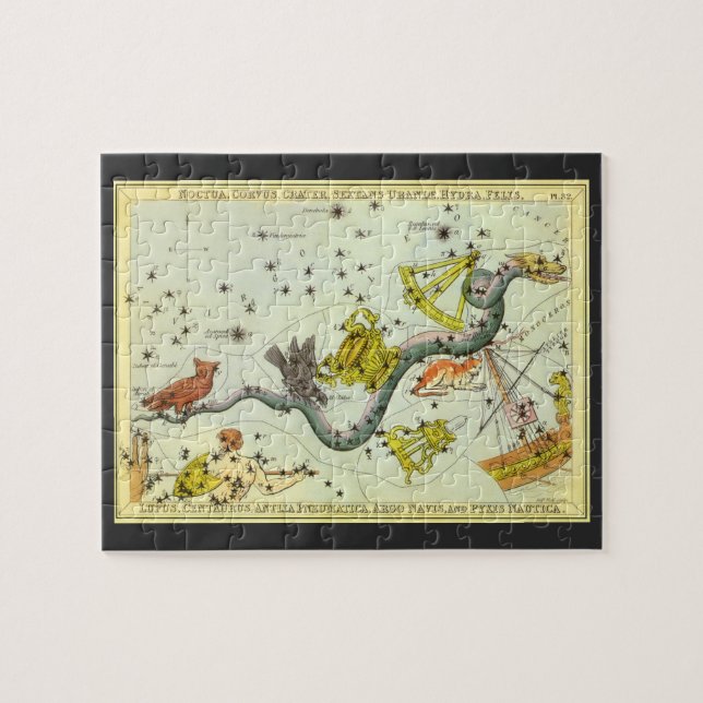 Vintage Astronomy, Hydra Snake Constellation Stars Jigsaw Puzzle (Horizontal)