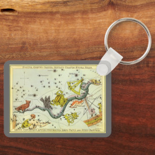 Vintage Astronomy, Hydra Snake Constellation Stars Key Ring