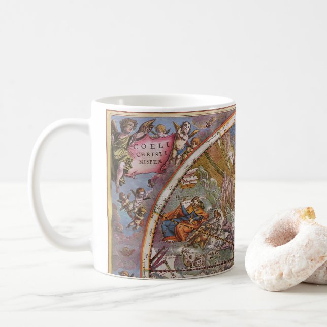 Vintage Astronomy, Map of Christian Constellations Coffee Mug (With Donut)