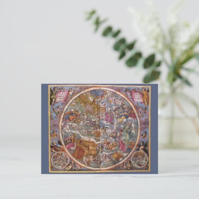 Vintage Astronomy, Map of Christian Constellations Invitation (Standing Front)