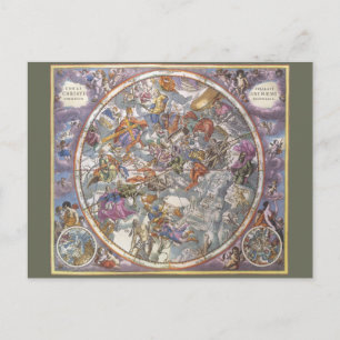 Vintage Astronomy, Map of Christian Constellations Postcard