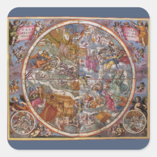 Vintage Astronomy, Map of Christian Constellations Square Sticker
