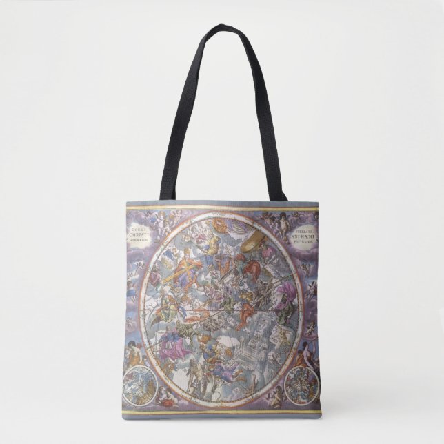 Vintage Astronomy, Map of Christian Constellations Tote Bag (Front)