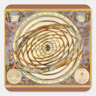 Vintage Astronomy Orbit Planets, Andreas Cellarius Square Sticker