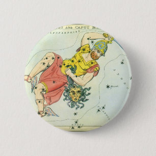 Vintage Astronomy, Perseus and Caput Medusa 6 Cm Round Badge
