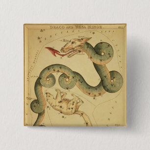 Vintage astronomy print Draco & Ursa Minor 15 Cm Square Badge