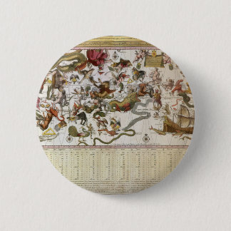 Vintage Astronomy, Star Map by Johannes van Keulen 6 Cm Round Badge