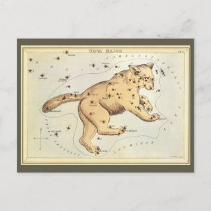Vintage Astronomy, Ursa Major Constellation, Bear Postcard