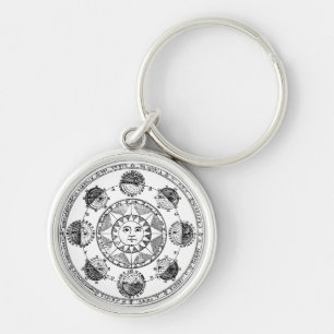 Vintage Astronomy Zodiac Wheel Key Ring
