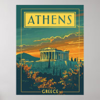 Vintage Athens, Greece Poster | Parthenon