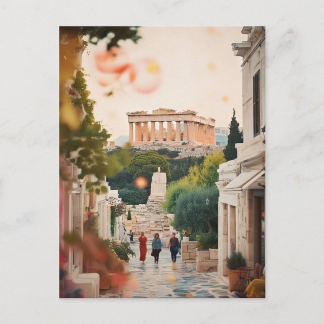 Vintage Athens Greece Travel Art  Postcard (Front)