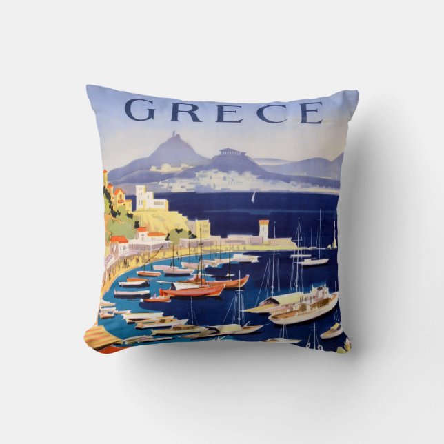 Vintage Athens Greece Travel Cushion (Front)