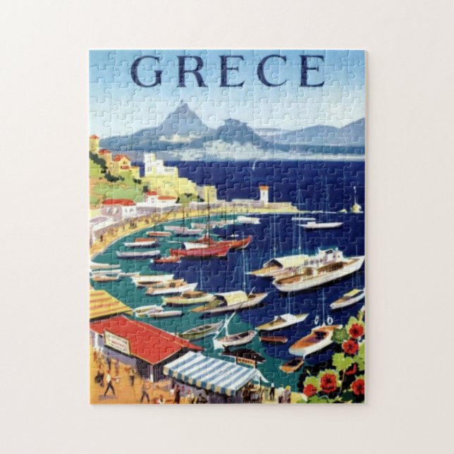 Vintage Athens Greece Travel Illustration Art Jigsaw Puzzle (Vertical)
