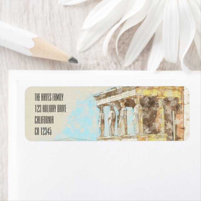 Vintage Athens Greece Travel Label – Retro Colour  (Insitu)