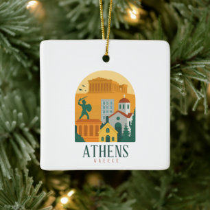 Vintage Athens Greece Travel – Parthenon Ceramic Ornament