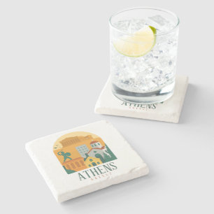 Vintage Athens Greece Travel – Parthenon Stone Coaster